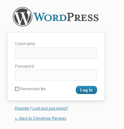 WordPress Admin Login Screen